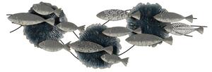 Wall Decoration Blue Silver Iron Fish 127,6 x 6,4 x 42,5 cm