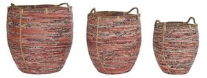 Basket set DKD Home Decor Peach Natural Boho 52 x 52 x 58 cm