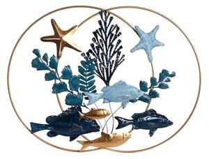 Wall Decoration Home ESPRIT Blue Golden Mediterranean Fish 83 x 6 x 63 cm