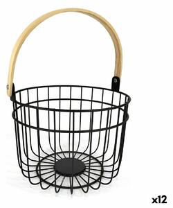 Decorative basket Quttin Rustic Circular 4 mm 28 x 26,5 x 22 cm (12 Units)