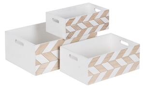 Set of decorative boxes White Natural Paolownia wood 44 x 31 x 18 cm (3 Pieces)