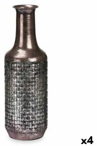 Vase Silver Metal 14 x 46 x 14 cm (4 Units) With relief