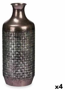 Vase Silver Metal 16 x 42 x 16 cm (4 Units) With relief