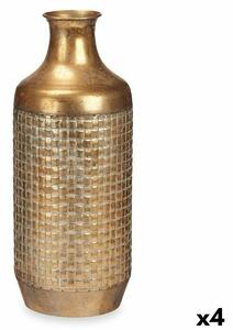 Vase Golden Metal 16 x 42 x 16 cm (4 Units) With relief