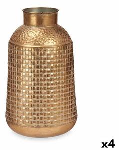 Vase Golden Metal 22,5 x 39,5 x 22,5 cm (4 Units) With relief