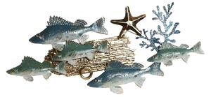 Wall Decoration Home ESPRIT Blue Golden Mediterranean Fish 100 x 5 x 46 cm