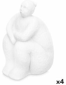 Decorative Figure White Dolomite 18 x 30 x 19 cm (4 Units) Lady Sitting