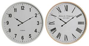 Wall Clock Home ESPRIT White Crystal MDF Wood 53 x 6 x 53 cm (2 Units)