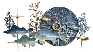 Wall Decoration Home ESPRIT Blue Golden Mediterranean Fish 93 x 6 x 51,5 cm