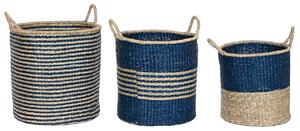 Basket set Home ESPRIT Blue Natural Jute Seagrass Mediterranean 43 x 43 x 54 cm (3 Pieces)