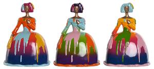 Decorative Figure Home ESPRIT Multicolour Lady 21 x 16 x 25 cm (3 Units)