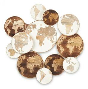 Wall Decoration White Brown Mango wood World Map 76 x 70 x 5 cm