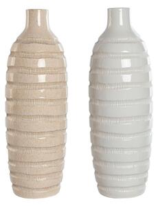 Vase Home ESPRIT Beige Ceramic 19 x 19 x 55 cm (2 Units)