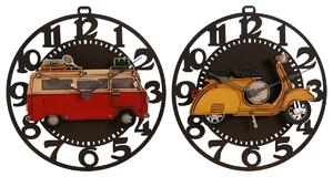 Wall Clock Home ESPRIT Yellow Red Metal Vintage 34 x 33,5 x 32,5 cm (2 Units)