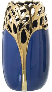 Vase Alexandra House Living Golden Dark blue Ceramic 15 x 16 x 27 cm