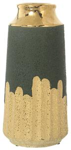 Vase Alexandra House Living Golden Dark green Ceramic 13 x 14 x 27 cm