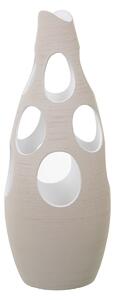 Floor vase Alexandra House Living Ecru Ceramic Stripes Circles 24 x 24 x 63 cm