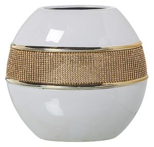 Vase Alexandra House Living White Golden Ceramic Shiny 13 x 23 x 21 cm