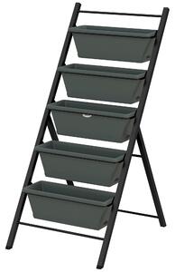 Outsunny 5-Tier Vertical Raised Garden Planter with 5 Container Boxes, Outdoor Plant Stand for Vegetable Flowers, Grey