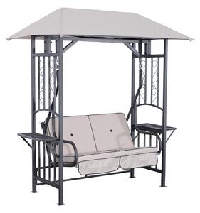 Outsunny Outdoor Garden 2 Seater Canopy Swing Chair Seat Porch Loveseat Vintage Hammock Cushioned Seat w/ and Side Drink Panel