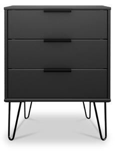 Moreno 3 Drawer Midi Chest Unit with Hairpin Legs | Olive Graphite