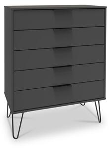 Moreno 5 Drawer Chest with Hairpin Legs | Olive Graphite | Roseland