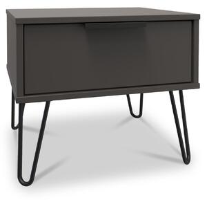 Moreno 1 Drawer Side Table with Hairpin Legs | Olive Graphite