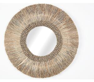 Wall mirror Romimex Natural Natural Fibre 70 x 70 x 3 cm Circular