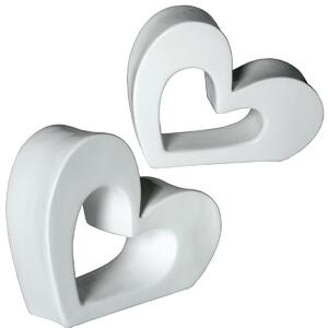 Set of Figures Alexandra House Living White Ceramic Hearts (2 Pieces)