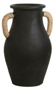 Vase Romimex Black Ceramic Rattan 20 x 40 x 20 cm With handles