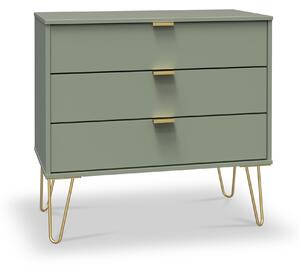 Moreno 3 Drawer Chest with Hairpin Legs | Olive Graphite | Roseland