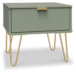 Moreno 1 Drawer Bedside with Hairpin Legs | Olive Graphite | Roseland