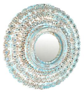 Wall mirror Romimex Brown Turquoise Mango wood 90 x 90 x 10 cm Circular