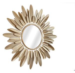 Wall mirror Romimex Golden Metal Feathers 90 x 80 x 4 cm Circular