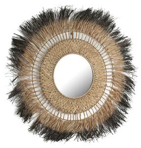 Wall mirror Romimex Black Natural Vegetable fibre 90 x 4 x 90 cm Circular