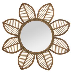 Wall mirror Alexandra House Living Natural Bamboo Natural Fibre Flower 3 x 67 x 68 cm Circular