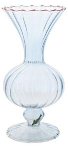 Hestia Ribbed Glass Pink Rimmed Vase