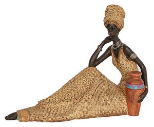 Decorative Figure Romimex Multicolour Resin African Woman Vase 26 x 20 x 12 cm