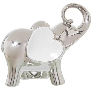 Decorative Figure Alexandra House Living White Ceramic Elephant Silver 12 x 25 x 22 cm