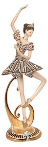 Decorative Figure Romimex Golden Resin Ballerina 13 x 38 x 9 cm