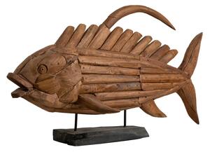 Decorative Figure Romimex Natural Wood Fish 80 x 50 x 20 cm