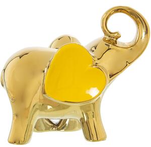 Decorative Figure Alexandra House Living Yellow Ceramic Elephant Golden 12 x 25 x 22 cm