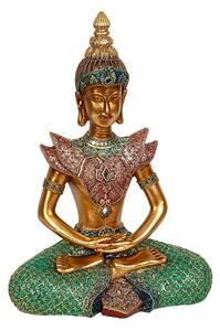 Decorative Figure Romimex Golden Resin Buddha 21 x 29 x 11 cm