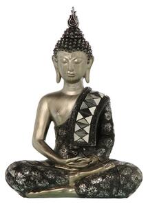 Decorative Figure Alexandra House Living Black Silver Plastic Buddha 15 x 26 x 36 cm