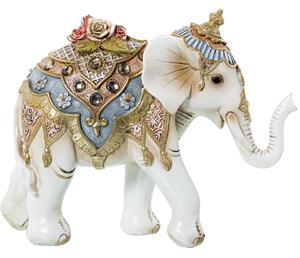 Decorative Figure Alexandra House Living White Golden Plastic Elephant 12 x 21 x 27 cm