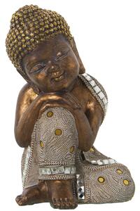 Decorative Figure Alexandra House Living White Golden Plastic Buddha 15 x 16 x 24 cm