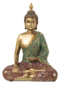 Decorative Figure Alexandra House Living Red Green Golden Plastic Buddha 13 x 23 x 30 cm