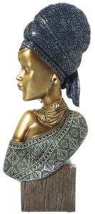 Bust Alexandra House Living Blue Golden Plastic African Woman 10 x 19 x 40 cm