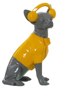 Decorative Figure Alexandra House Living Yellow Grey Plastic Dog Headphones 14 x 26 x 19 cm