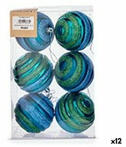 Set of Christmas balls Ø 8 cm Blue Green PVC (12 Units)